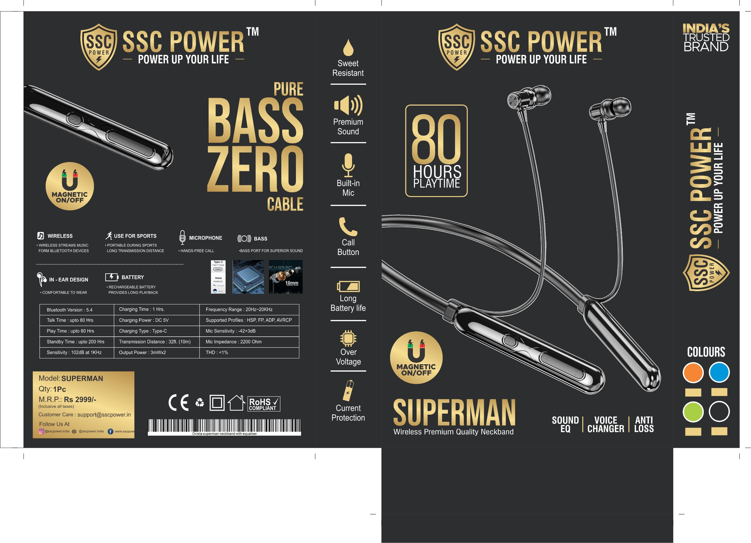 SUPERMAN Wireless Premium Quality Neckband
