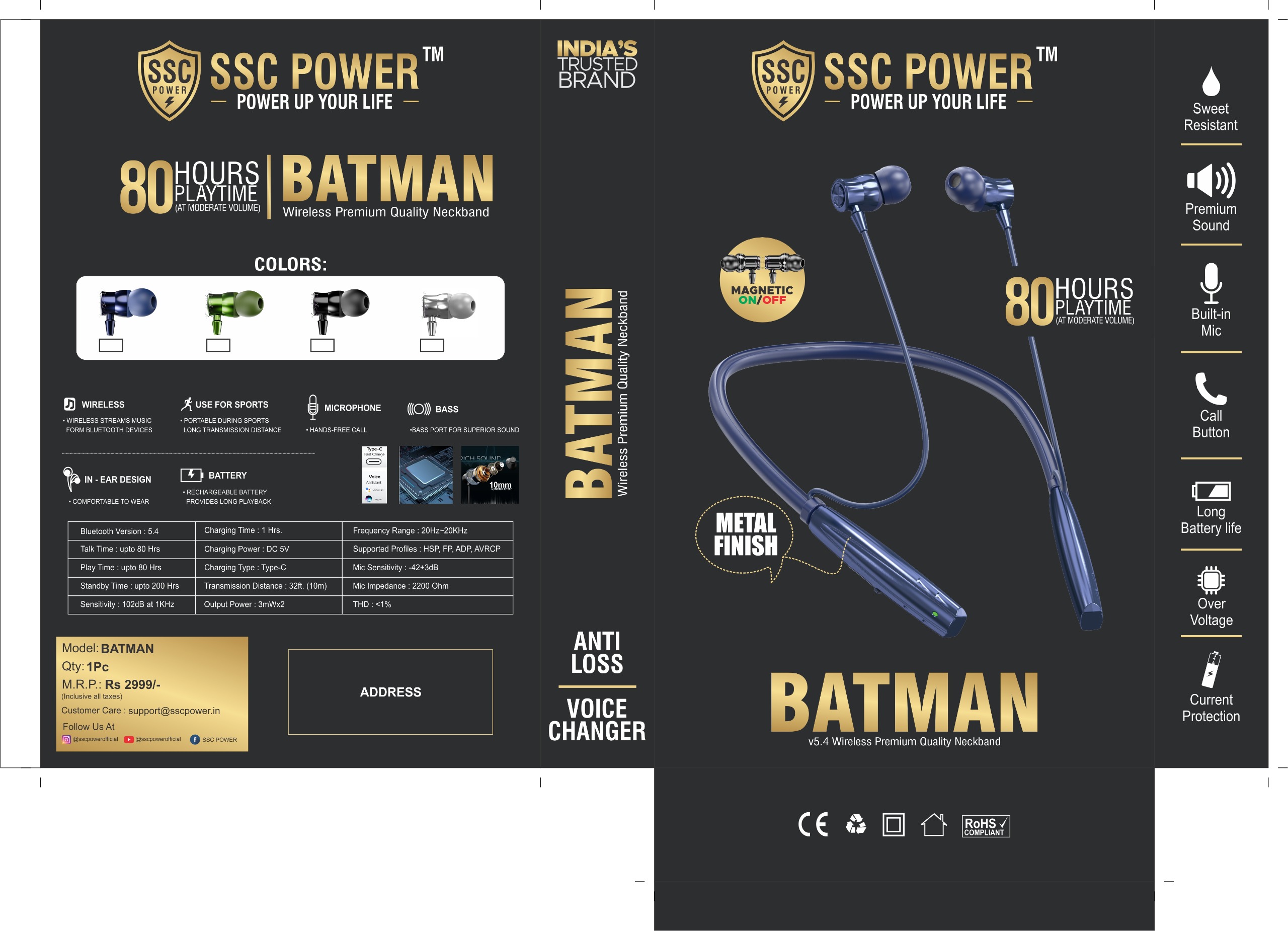 BATMAN Wireless Premium Quality Neckband